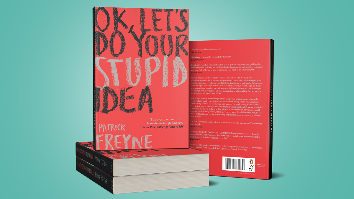 GrammuDesign's tweet photo. Congratulations to @PatrickFreyne1 on publication today of his book #OkLetsDoYourStupidIdea which I was delighted to design the cover for. It’s a great read, best of luck with it! @PenguinIEBooks https://t.co/XVep8GAMju