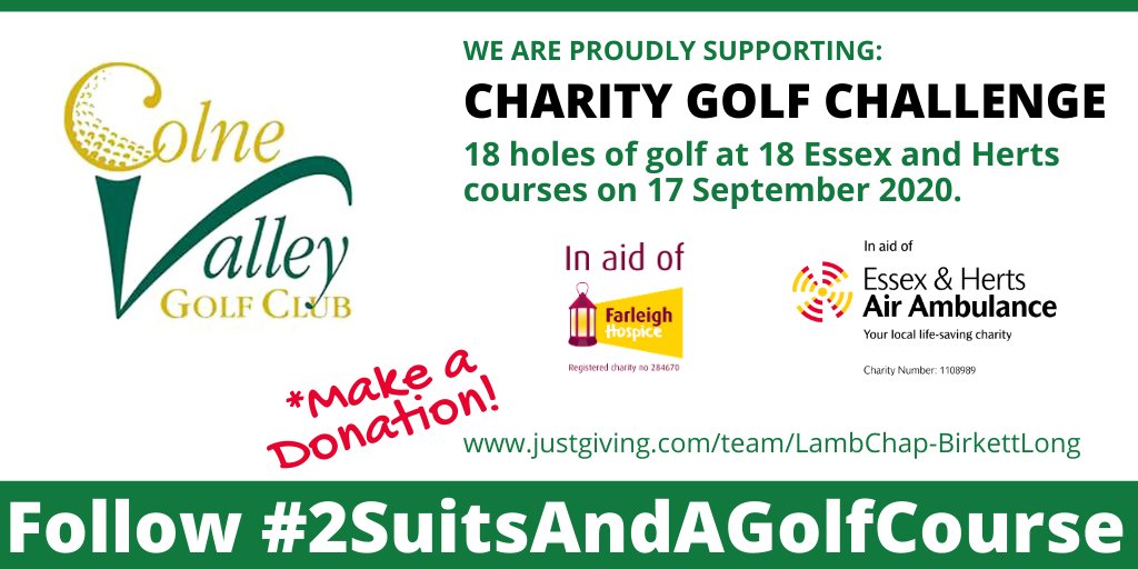 LambChap's tweet photo. #2SuitsAndAGolfCourse #Charity 
Onwards to Course 6: We would like to thank our hosts @colnevalleygolf and our hole sponsors Danlec Electrical. 
Hole 17. 142 yds. Par 3  game on! 
DONATE: https://t.co/VMLmbFnAg1 https://t.co/WhiUrgy46G
