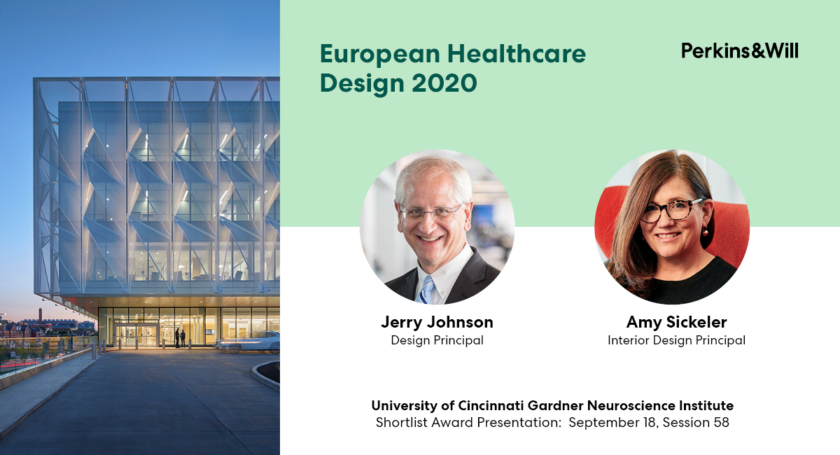 perkinswill_CHI's tweet photo. On the final day of @EHD_2020 Friday, Jerry Johnson and Amy Sickeler will present the design, vision, and sustainable features of the University of Cincinnati Gardner Neuroscience Institute. SESSION 58 #healthcaredesign #patientcentereddesign #designhealth https://t.co/LOpyLiZTzN https://t.co/Ne6EoxAaKS