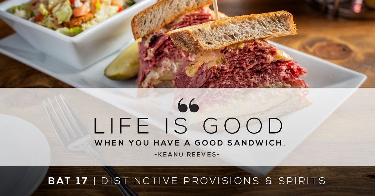 Life is better with a good sandwich...but it’s downright spectacular with a Bat 17 sandwich! We make the best sandwiches, burgers, sliders, breakfast entrees, and salads with the freshest quality ingredients. View our menu at bat17evanston.com.

#Bat17 #Sandwich #Keanu