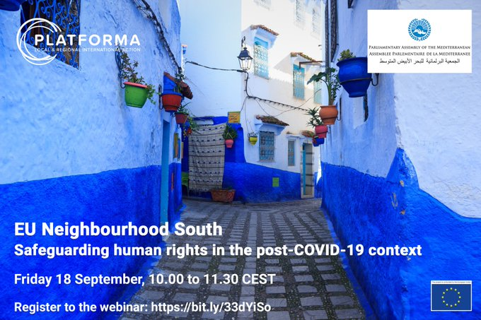 Platforma4Dev's tweet photo. Already tomorrow, 10.00-12.00 CEST!

Webinar "#EU Neighbourhood South – Safeguarding human rights in the post-#COVID_19 context" with 
@Pam_int!

Register https://t.co/rJA1BDssGS

With @fvccre @Mariearenaps @cozzolino62 @mukeshkapila @EhmYana @HaraldBergmann... https://t.co/qT4XbSQVdH