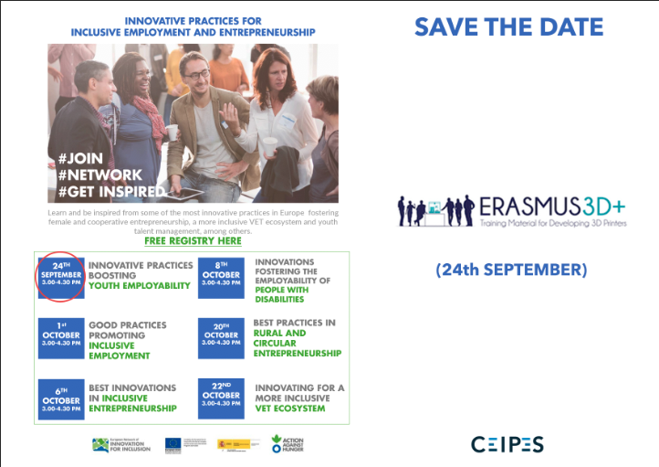 3d_vet's tweet photo. hank's to the webinar organized by the European Commission's European Network of Innovation for Inclusion! Our project will be presented on 24th september in the field of good practices.

Fill the form to receive the invitation to the webinar:
https://t.co/F98kvFuc8K https://t.co/CFnMerg6hS