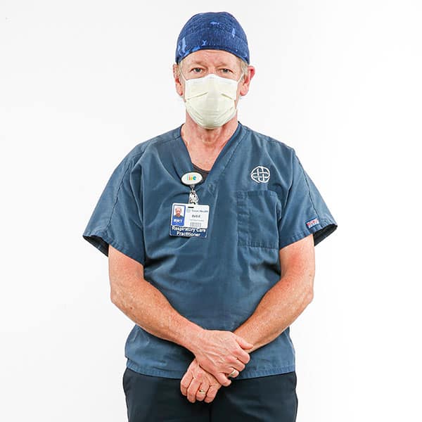 Bill Ferguson is a respiratory therapist at Presby, where he's worked for 31 years. “We’re not the heroes," he told us. It's the patients fighting Covid, he said.  https://interactives.dallasnews.com/2020/saving-one-covid-patient-at-texas-health-presbyterian-hospital-dallas/