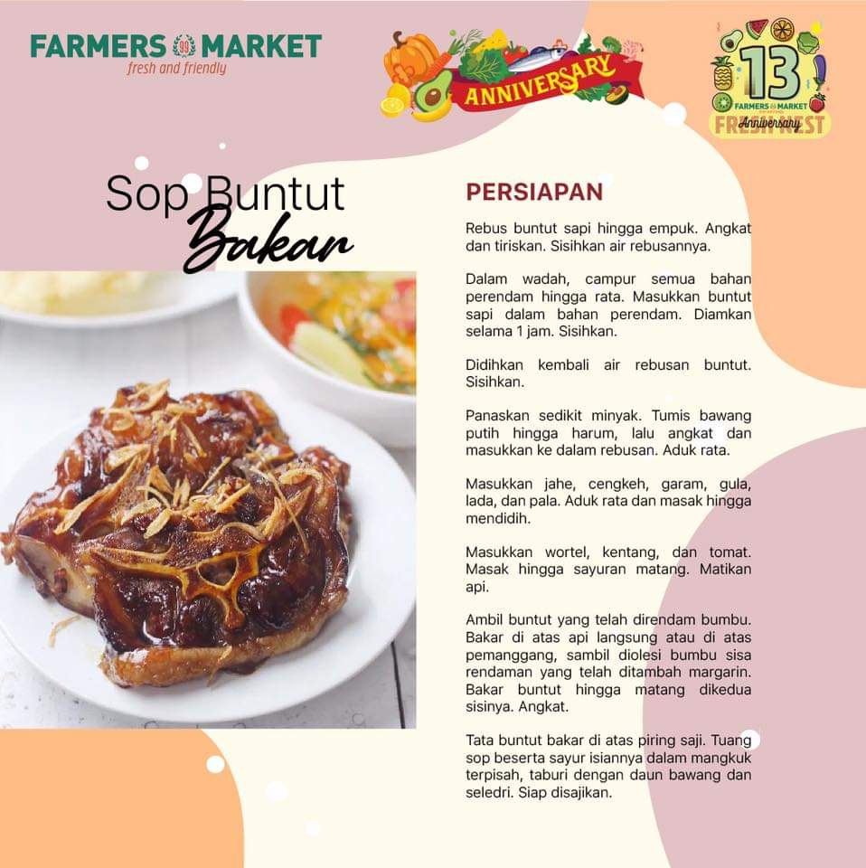 FarmersMarket99's tweet photo. Nggak salah deh kalau coba menu dari buntut sapi. Cek resepnya di gambar!

Mau dapatkan Mini Oxtail yang fresh? Tersedia di Farmers Market Favoritmu!

#Farmersmarket #Farmersmarketindo #DailyFresh #FreshFood #Meat #Beef #MiniOxtail #BuntutSapi https://t.co/EdWgIumvWb