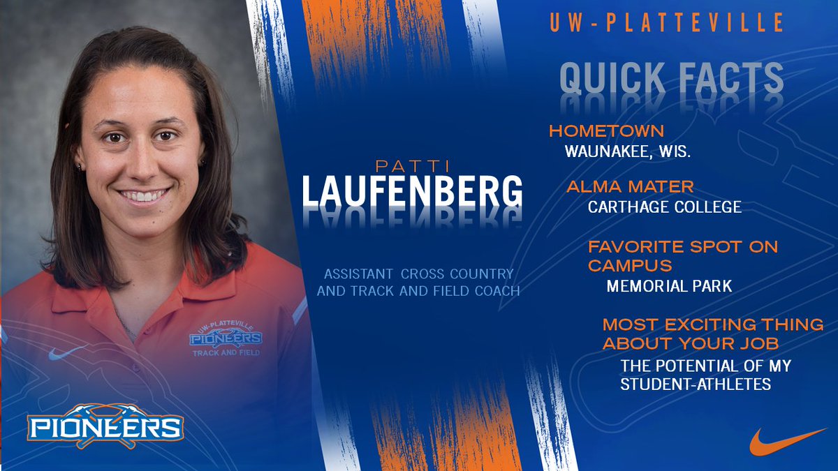 uwp_pioneers's tweet photo. Here's another member of our awesome staff! 🔶🔷⚒️ 

Going into her 5th year, get to know @PioneerTrackXC  assistant coach and @pioneer_psaac advisor, Patti Laufenberg! Read more at: https://t.co/mAkdOUAPm9 https://t.co/fDvOOmqg4R