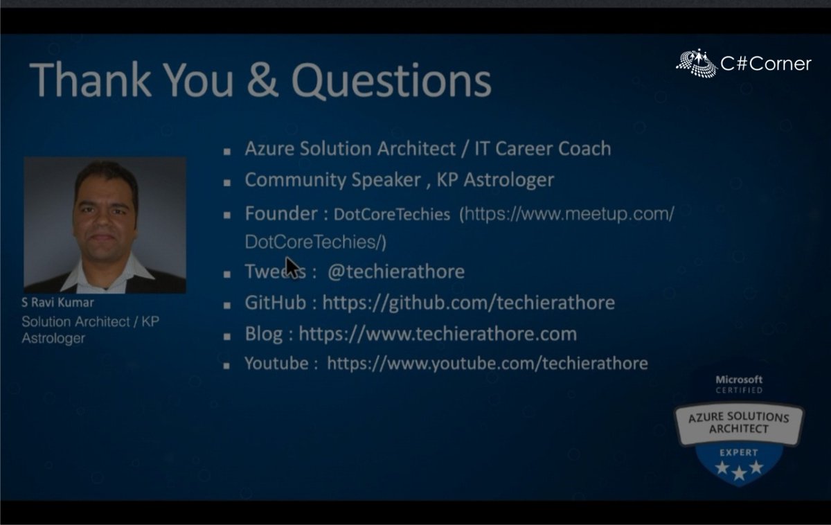 #Indian #IT #Jobs Explained, an excellent session given by <a href="/techierathore/">S Ravi Kumar</a>

More than 110 young minds got their career doubts resolved regarding  #ArtificialIntelligence #webdevelopment #startup #cybersecurity #Ethicalhacking #passion #programming

Thanks <a href="/CsharpCorner/">C# Corner</a> <a href="/mcbeniwal/">Mahesh Chand</a>