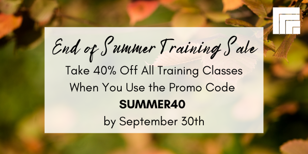 Summer is coming to an end, leaving fall as a perfect opportunity to hit the books to keep your skills sharp and your mind even sharper! We're offering 40% off any and all of our training courses with the promo code SUMMER40 from now until 9/30. hubs.ly/H0wq47Z0