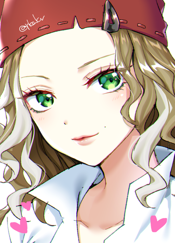 1girl solo green eyes hat smile heart portrait  illustration images