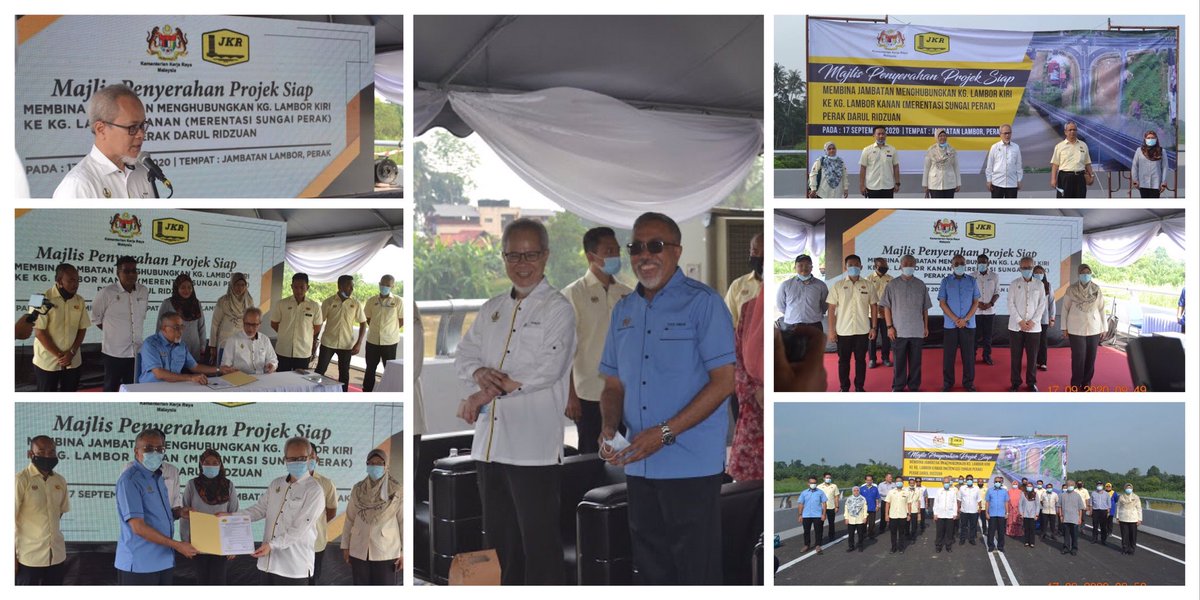 Majlis Penyerahan Jambatan Menghubungkan Kg Lambor Kanan ke Kg Lambor Kiri Merentasi Sungai Perak kepada KSU Kementerian Kerja Raya Malaysia pada 17 Sep 2020 <a href="/JKRMalaysia/">JKR Malaysia</a> <a href="/JKRPERAK/">JKR PERAK</a>