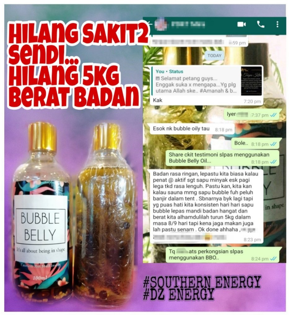 AnatiSyafiqah69's tweet photo. FEEDBACK BUBBLE BELLY OIL
#SouthernEnergy
#BubbleBelly
#TeamBBOILAmie https://t.co/vVaSqxvKGp