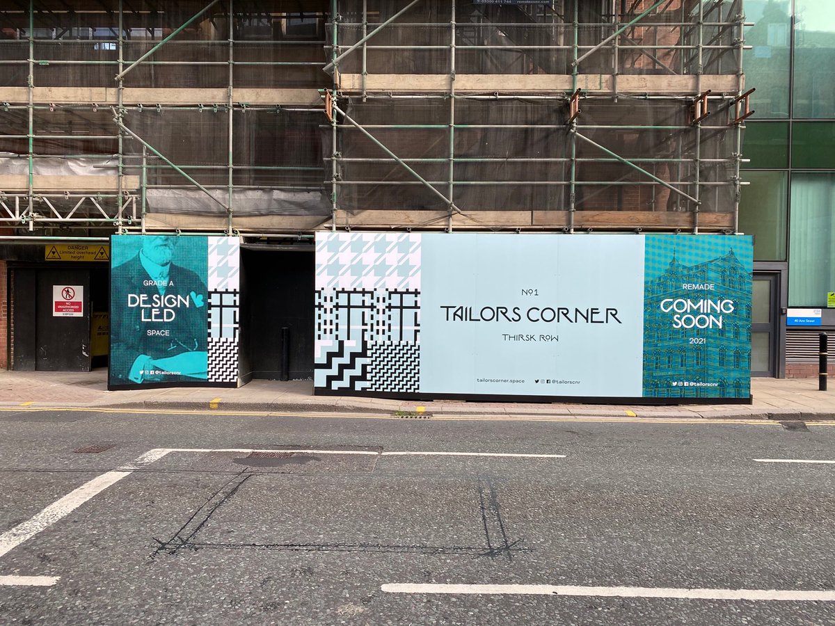The <a href="/TailorsCnr/">Tailors Corner</a> hoardings have just gone up! Nice to see the building progressing <a href="/BoultbeeBrooks/">Boultbee Brooks</a> <a href="/KF_Yorkshire/">Knight Frank Leeds</a> <a href="/FoxEamon/">Eamon Fox</a> #Designed_by_Build