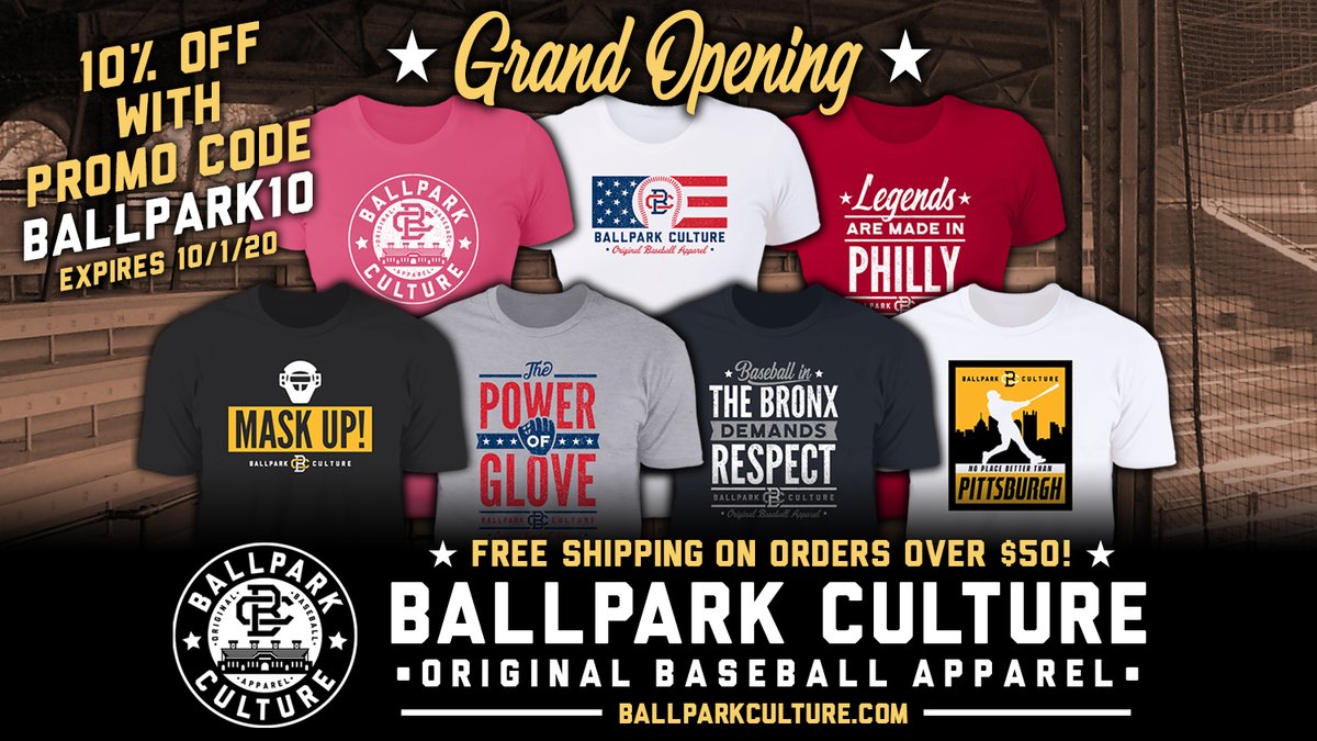 BallparkCulture's tweet image. Use promo code ballpark10 until 10/1/20 for 10% off your purchase!