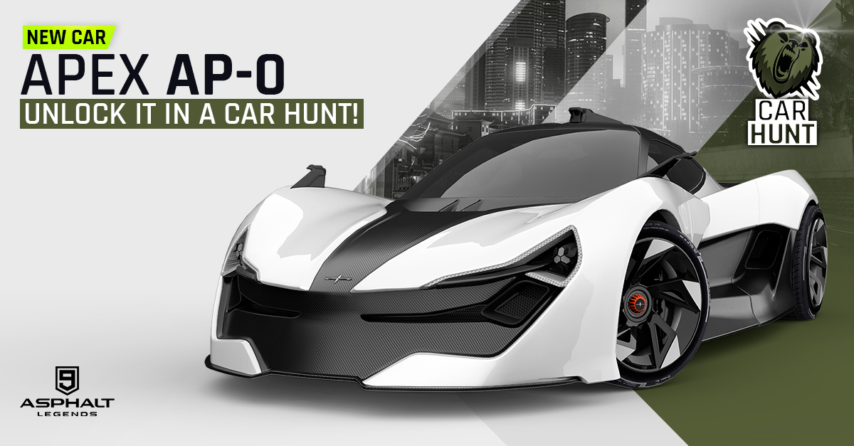 For the first time in Asphalt 9: Legends! Race tomorrow in a 🐾 Special Car Hunt 🐾 to unlock the brand new APEX AP-0 #A9CarHunt