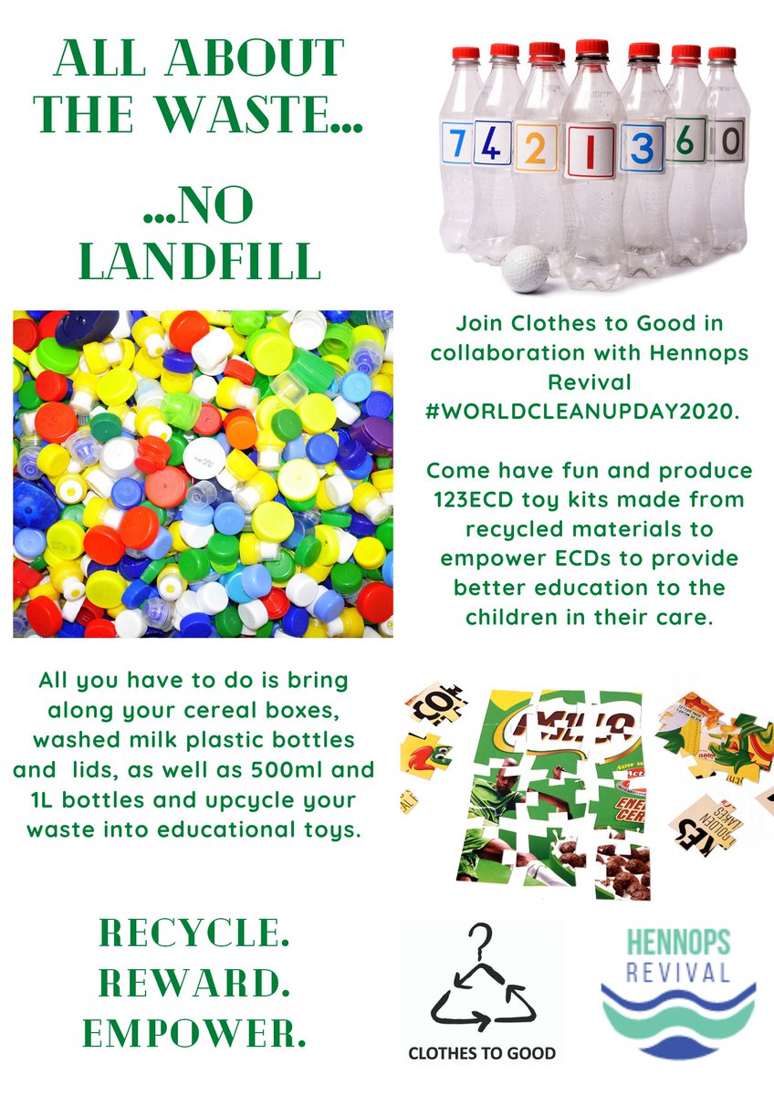 ClothestoGood's tweet photo. Be part of the fun and upcycle your waste into educational toys! From cereal boxes to puzzles!

♻️ 💚 🌍 
#worldcleanupday2020
#ClothesToGood 
#cleanupandrecycle
#WaterIsLife
#HennopsRevival https://t.co/5nSMlEthWi