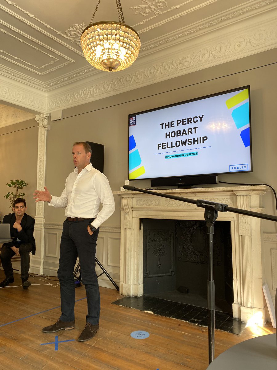 DanielKorski's tweet photo. Today @AdmTonyRadakin and Dan Cheesman, @RoyalNavy CTO, kicked off the #PercyHobartFellowship graduation-cum-demo day, the culmination of the three month programme. Fellows are pitching new products they’ve conceived during the fellowship that can transform the @RoyalNavy https://t.co/rMOzO2DhX3