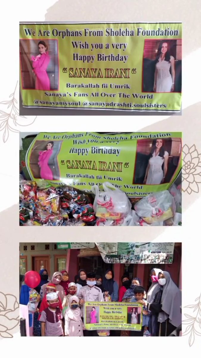 Donation was made to Sholeha Foundation for Orphanage on the occasion of #sanayairani 'a birthday by a sanaya fan .A sweet Gesture❤ May sanaya keeps spreading love and happiness..