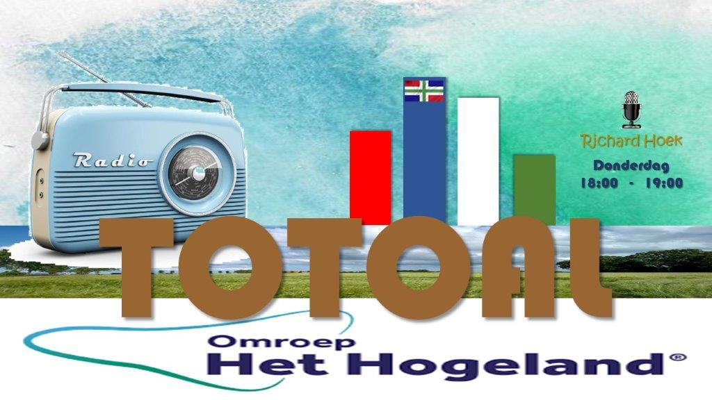 TOTOAL Regionaal: dat is het programma TOTOAL van Richard Hoek. Donderdag van 18:00 tot 19:00 uur een Gronings programma in de Grunneger streektoal. Met nieuws, informatie, muziek, recepten en ga zo maar door. En natuurlijk de OetgoansTipTopDrei. Omroep Het Hogeland Radio ^CMS