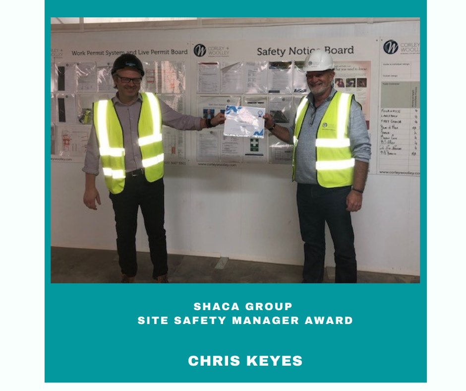 ShacaConstruct's tweet photo. Many congratulations to Chris Keyes who has won the award for his work at a project with @CorleyWoolley
This award recognises the commitment of our employees to improving site safety performance and compliance.
Very well-deserved, well done Chris!
#buildersworks #corleywoolley https://t.co/laCTyAcTey