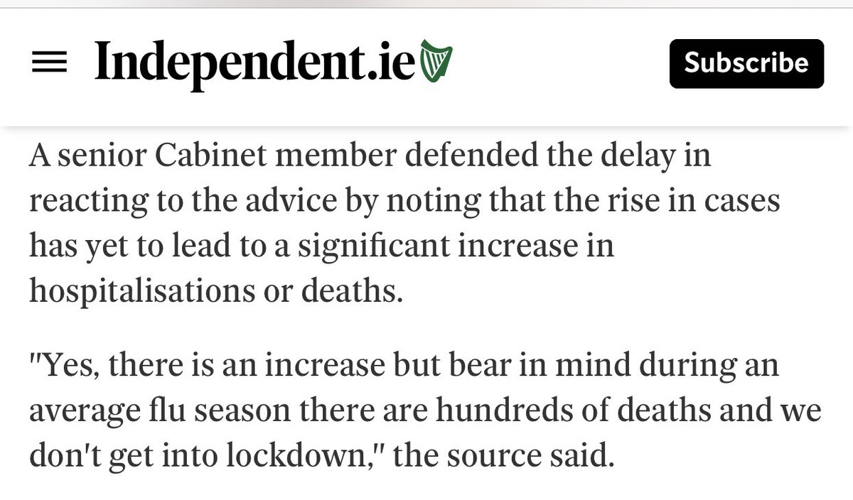 From this report it seems TDs falling for these discredited bad science takes are already going to cost lives. The lag of waiting for deaths is probably a month when you taken into account notification delays & a month at the current rate will mean many many more deaths built in