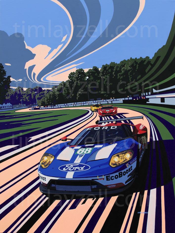 Tim Layzell on Twitter: "Le Mans week! A commission painted to celebrate Ford winning the GT class 50 yrs after their '66 #LeMans24 win. @CGRTeams #Ford of Muller &amp; Hand. #Ferrari @