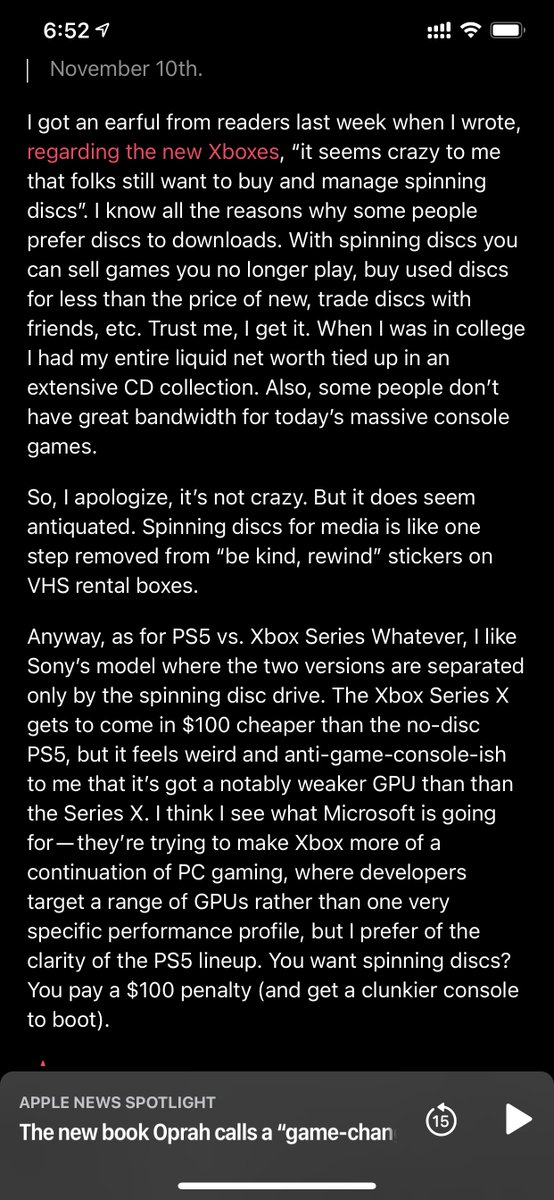 darrenplt's tweet photo. @daringfireball It’s weird that Apple News’ version of the post still has the Xbox typo. Does Apple News not get updated posts concurrent with the site? https://t.co/VgmUL9uKNq