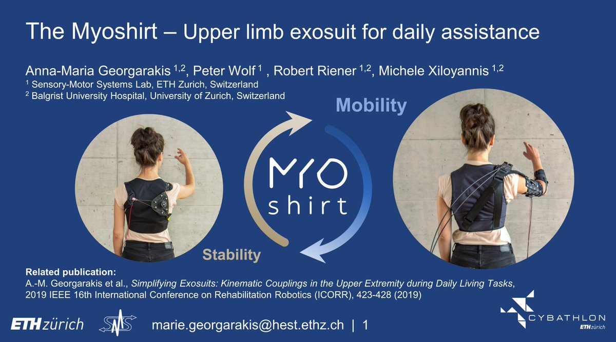 AMGeorgarakis's tweet photo. Super happy to introduce to you the Myoshirt, a powered #exosuit for the upper limb. To follow our live demonstration tomorrow at the interactive sessions at 15.25, you can still sign up for free for the #CybathlonSymposium  here: https://t.co/6X9xqSkSd5
@cybathlon @nccrrobotics https://t.co/CFcAkfzIJk