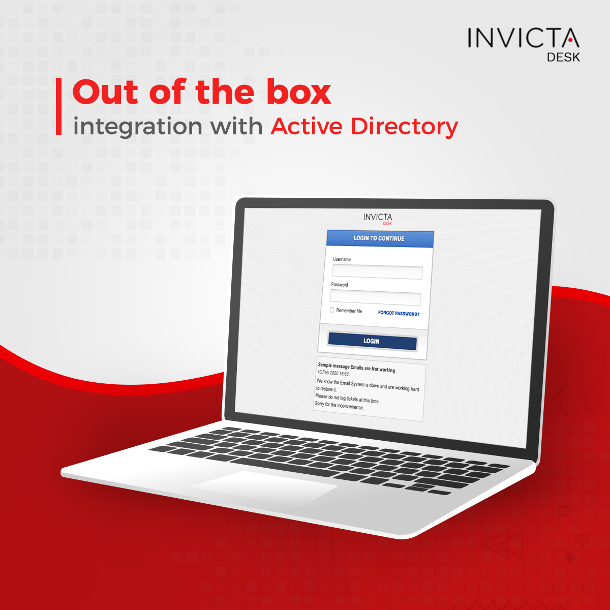 INVICTASoftware's tweet image. Streamline user management and authentication process through Active Directory integration. To know more, go to - bit.ly/InvictaSoftware. #ITSM #ServiceDesk
