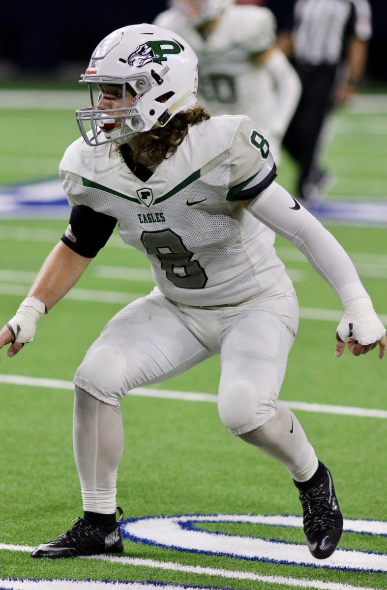 CoachDYJ's tweet photo. Today’s number brought to you by 3 @ProsperHS graduates.  2018 OLB @HendleyRoss, 2019 DB @Leerowden_ , and 2020 LB @colegill8.  See everyone in 8 days for the season opener at The Eagles Nest.  #DYJ #14days @ProsperETC @ProsperEaglesFB @PISD_Athletics https://t.co/HsC1gtYEBJ