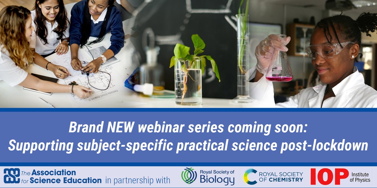 theASE's tweet photo. We are delighted to be able to offer a BRAND NEW series of practical science webinars starting in November, created in partnership with the  @RoySocChem, the @RoyalSocBio and the IOP @PhysicsNews...
Find out more: https://t.co/eFCGBGZrTv #ASEChat #SciEd #PracSci https://t.co/vCCgAn3UZ7