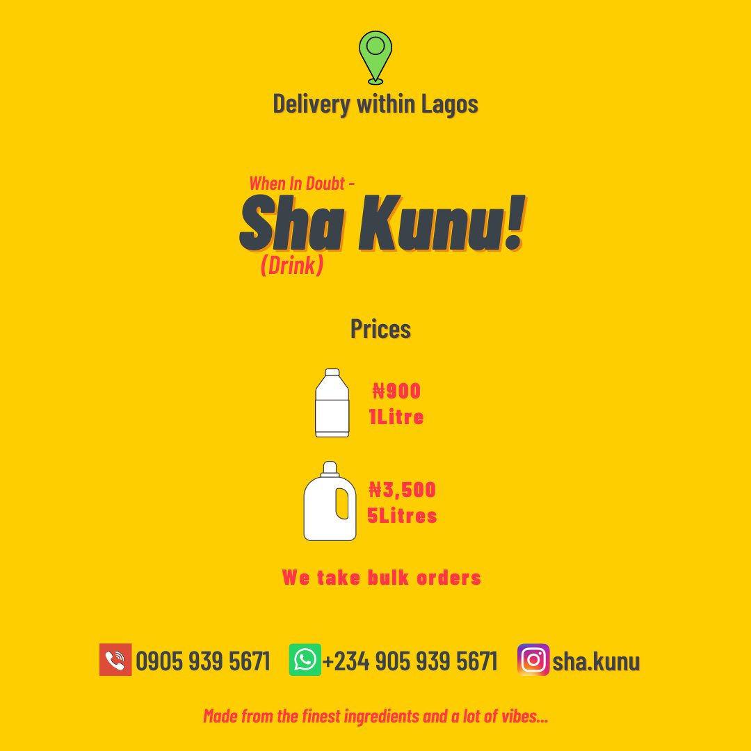 sha_kunu's tweet photo. Hey there! 

We’re glad to announce that 1 litre bottles are now available.

1 litre costs N900 but you can save up to N1,000 when you order 5 litres for N3,500.

Try a bottle today! https://t.co/OkmnQjaxRw