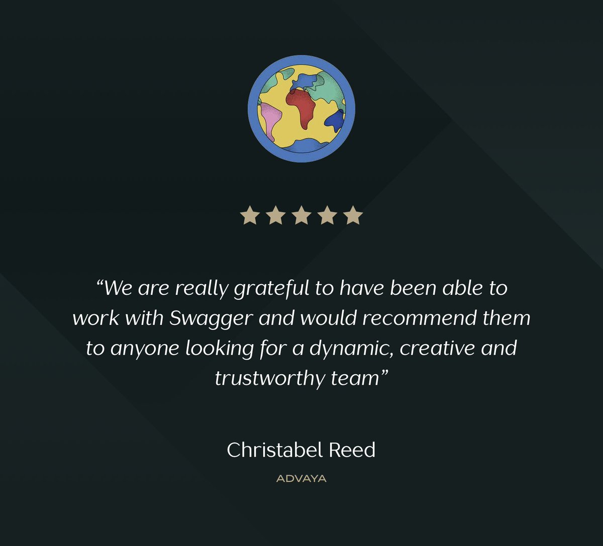 SwaggerLDN's tweet image. Some recent feedback from one of our wonderful clients, @advaya_co. We loved working on their project!