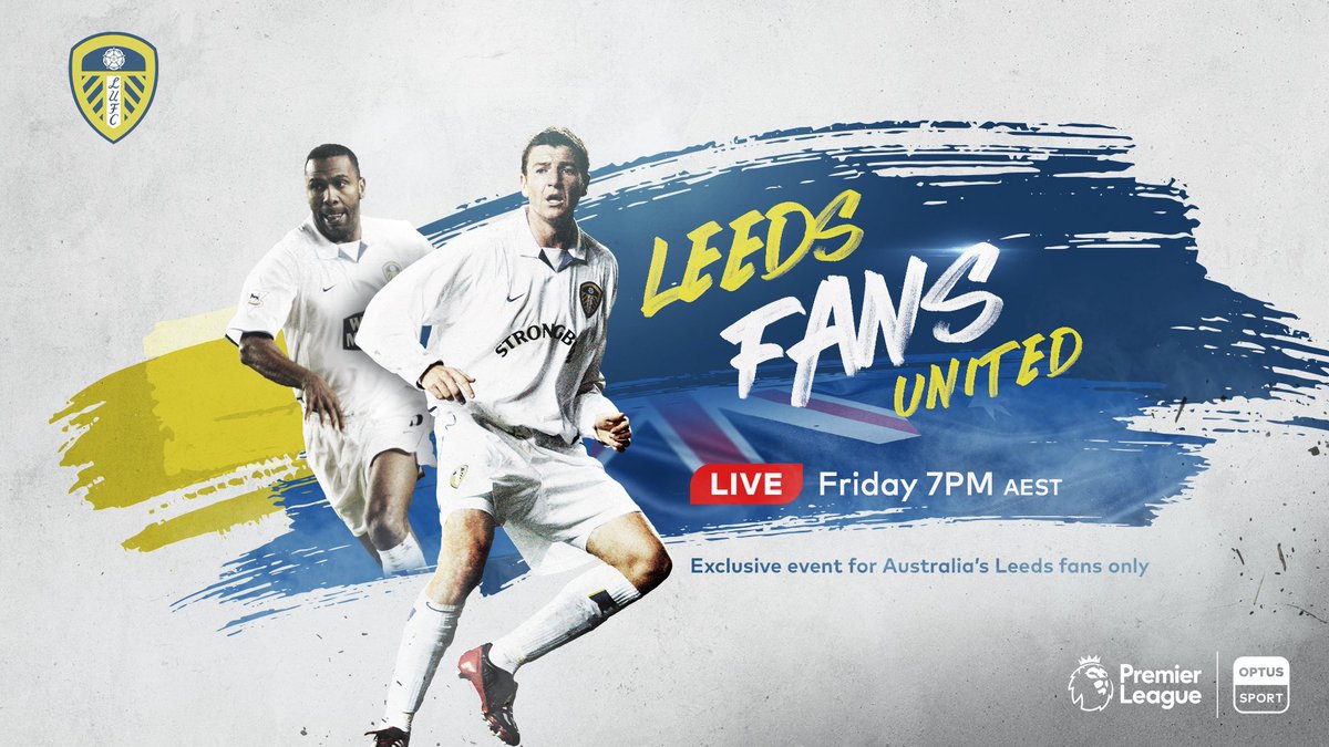 leedsutdvic's tweet photo. Aussie Leeds fans - don't miss this! Watch Lucas Radebe &amp; @MickyBridges8 in conversation with Optus Sport's @RSBayliss tomorrow night from 7pm (AEST).

Viewers can expect special offers, a Q&amp;A and plenty of Bielsa talk!

LINK TO WATCH: https://t.co/nXZbcyfFIl

#LUFC https://t.co/g3Xt5kvfid