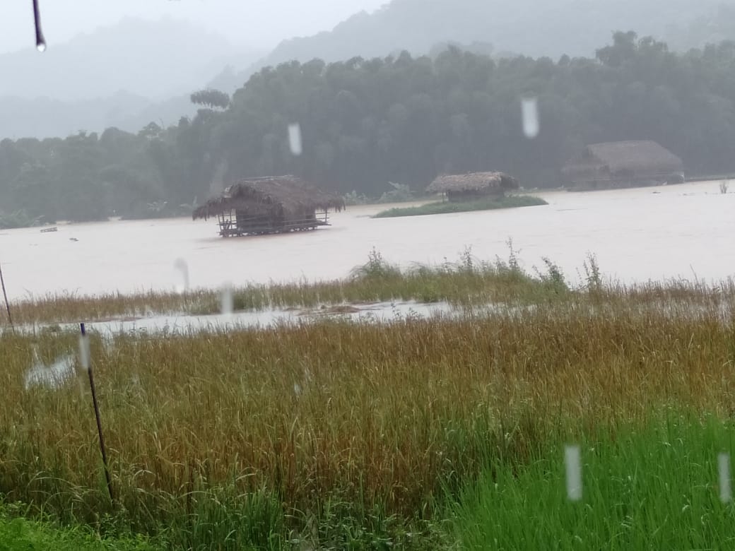 BasarGokar's tweet photo. Cloud burst at Leparada district of Arunachal Pradesh has caused major damage to paddy field. The actual damage can't be assessed so per due continous heavy rainfall. https://t.co/abh60dQJHe
