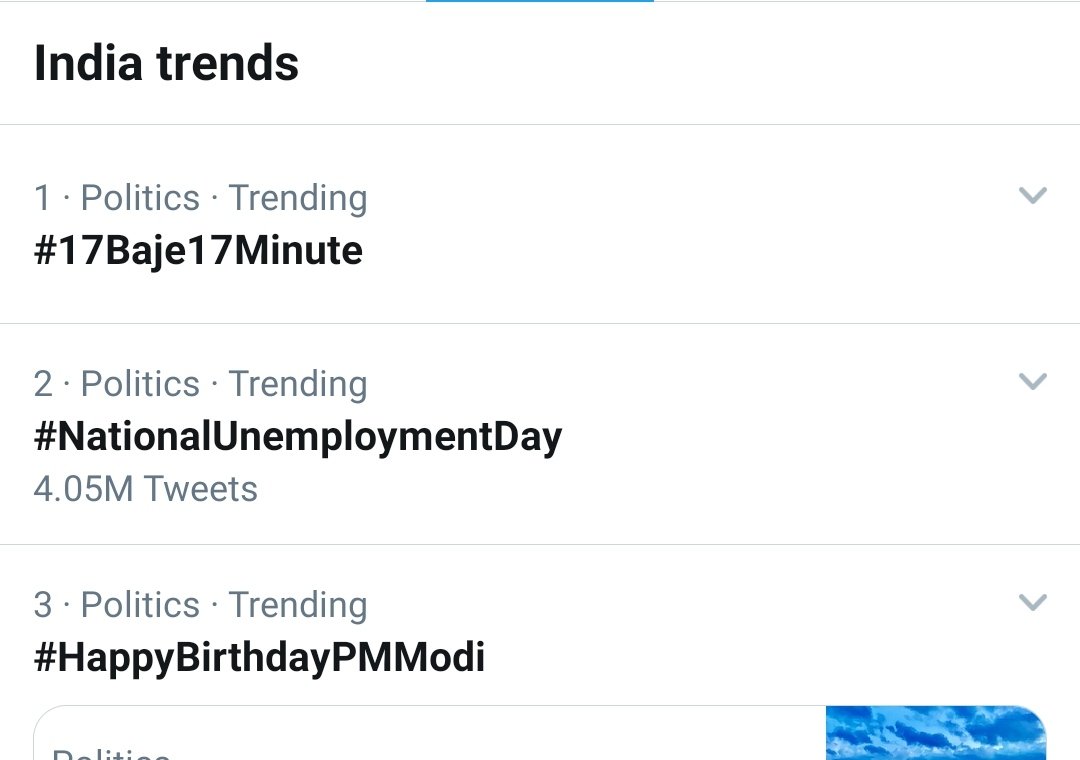 Saurabh79867's tweet photo. Thank you guys trending on no.1
#17Baje17Minute

#NationalUnemploymentDay 
#राष्ट्रीय_बेरोजगारी_दिवस 
@HansrajMeena https://t.co/WY6YmDloNK