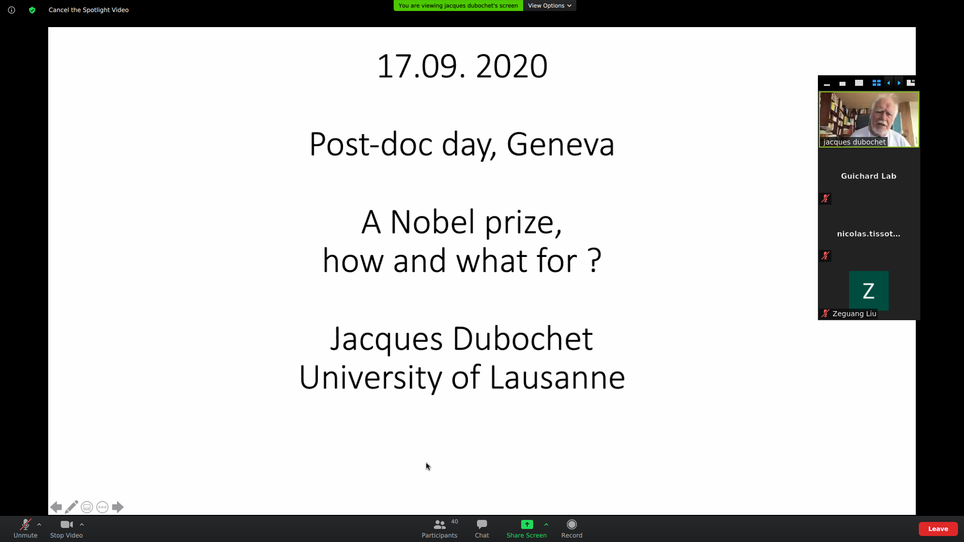 Post Doc Association Unige Our Next Speaker Is Jacques Dubochet Unil Thank You Very Much For Giving This Talk