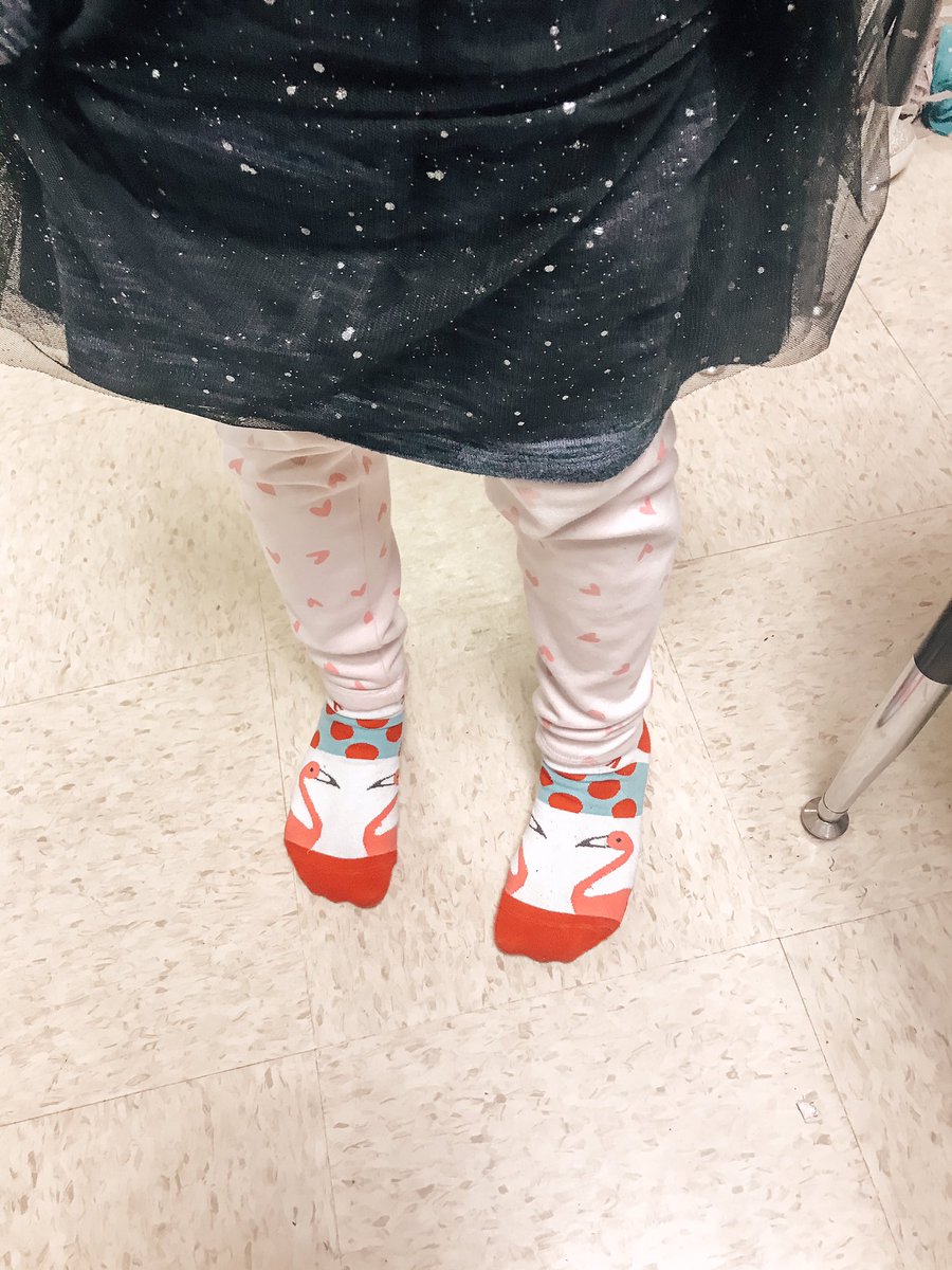 Someone is showing off cute 🦩 socks today because she earned “no shoes for a day” with her <a href="/ClassDojo/">ClassDojo</a>  points! <a href="/CherokeeSchools/">Cherokee Co. Schools</a> <a href="/JohnstonJags/">Johnston Elementary</a> <a href="/CcsdCares/">CCSD C.A.R.E.S.</a>