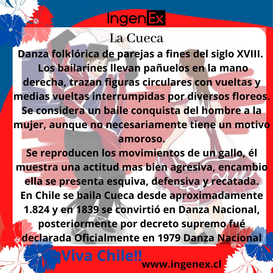 IngenexS's tweet photo. Hermoso día para recordar nuestra tradicional Danza Folklórica #cueca hoy vestidos de #huaso esperando el #18deseptiembre #diadelaindependencia #orgullochileno #ingenex_servicios #fondeateencasa #arribachile 🇨🇱 https://t.co/PLyvMd8MK7