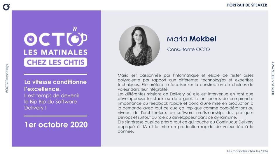 [#event] À quel point êtes-vous performant dans votre #delivery ? Comment mesurer cette #performance ? Rendez-vous le 1er octobre en visio de 9h30 à 12h pour la Matinale <a href="/OCTOchti/">OCTO Nord</a> ! → urlz.fr/dLkY
En attendant, découvrez le portrait de notre Octo <a href="/MokbelMaria/">Maria Mokbel</a> ↓
