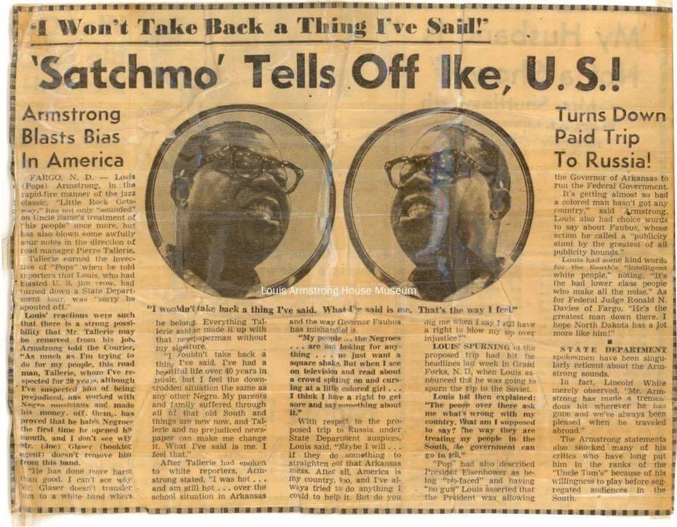 On this date in 1957, Louis Armstrong put his career on the line to speak out against injustice regarding the Little Rock 9, telling off Governor Faubus, and President Eisenhower, saying, “The way they’re treating my people in the south, the government can go to hell.”
