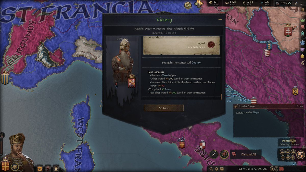 ベヘモス伯 辺境伯ならびに選帝侯 直轄領を失ってもカトリック世界のどこかで教皇が生きていたck2と違って Ck3の教皇は生存力に欠ける軟弱な存在であり 弱肉強食の中世ヨーロッパで死すべき存在だったのだ 唐突なアンチカトリック