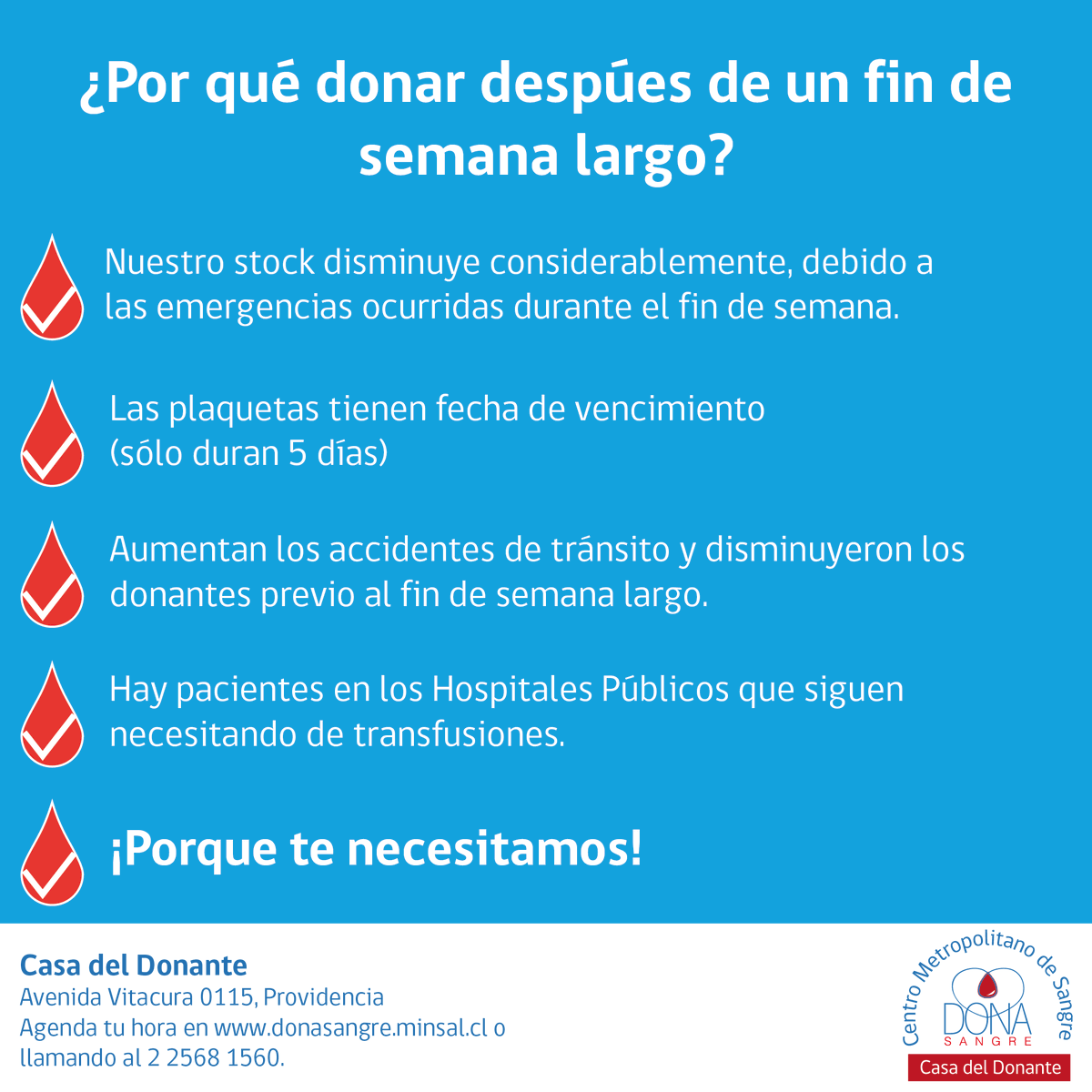 DonaSangreStgo's tweet photo. Comienza una nueva semana y necesitamos más de tu compromiso y responsabilidad social, debido al fin de semana largo bajaron nuestros componentes y necesitamos reponerlos rápidamente para el abastecimiento de los Hospitales Públicos. 

Agenda tu hora en https://t.co/yIvzq9G6YL https://t.co/fvP9okovZ7