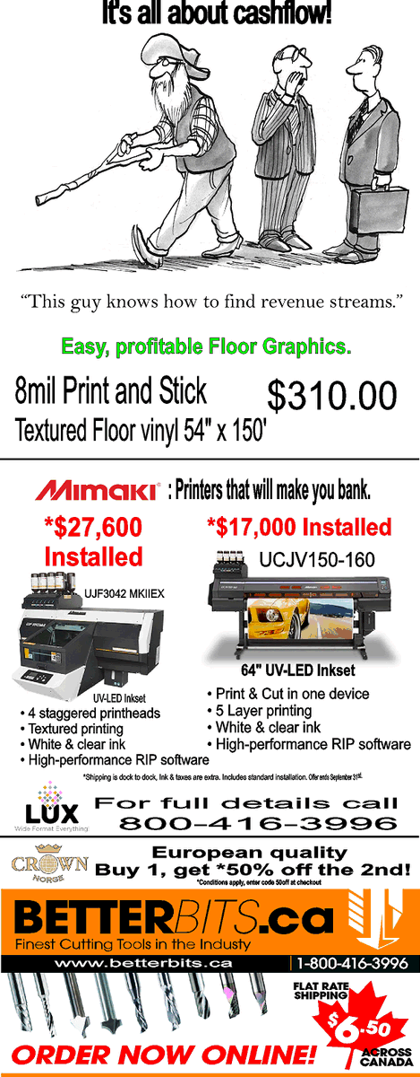 LUXwideformat's tweet image. Cashflow ideas from LUX💰 - #Mimaki #floorgraphics #leduvinks