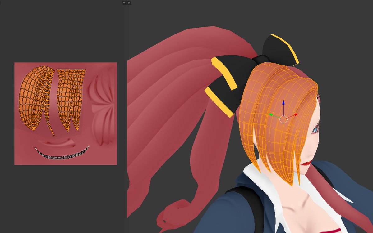 無花果様は前髪は板ポリ 頭頂部や後頭部は球体 ポニテはカーブのアドオン ミカノん 森しまくりのイラスト