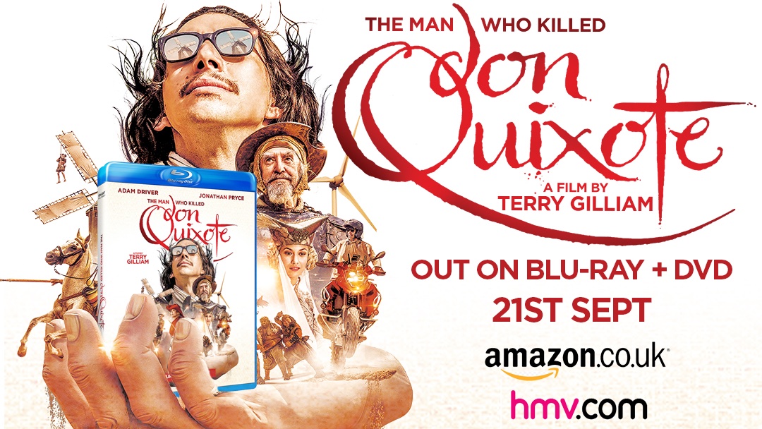 Terry Gilliam's 'The Man Who Killed Don Quixote' is available to buy on DVD and Blu-Ray in UK and Ireland from Monday 21st Sept. Instore from Monday or order online now Amazon, HMV or Zavvi. @SparkyPictures @TerryGilliam #AdamDriver #JonathanPryce @hmvtweets @AmazonUK @zavvi