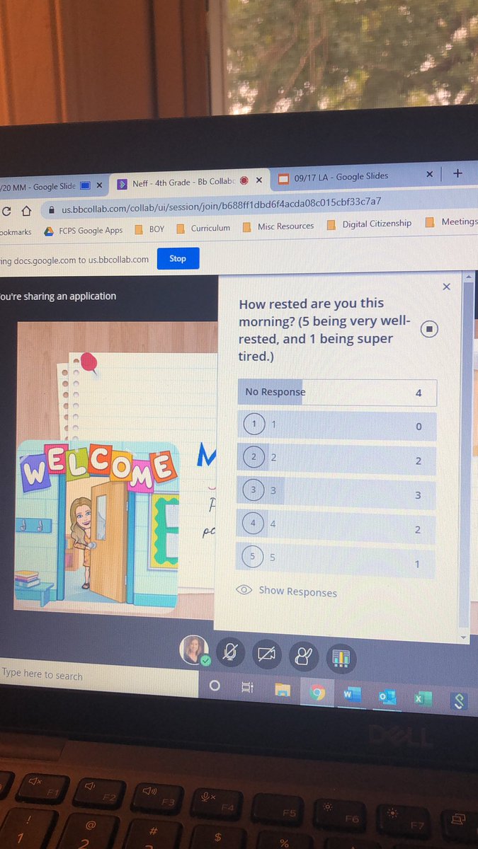 So important to do check-ins with your students to see how they’re starting off the day! Love the polling feature on BbCU.