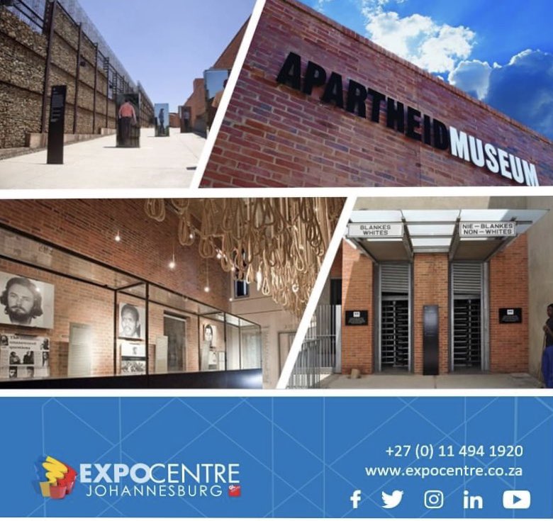 We cannot wait to welcome you back and host your event at our venue. 
While attending an event at the Johannesburg Expo Centre you can visit one of the attractions near our venue, the Apartheid Museum.

#johannesburgexpocentre#venue #GetToKnowNasrec #ApartheidMuseum #localtourism