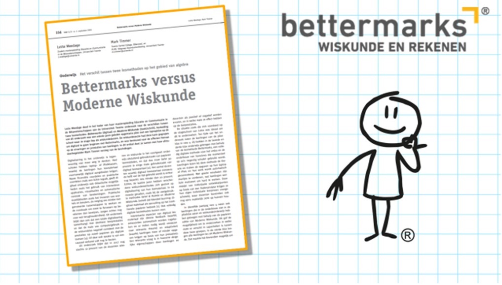 Mooi onderzoek gepubliceerd naar de leeropbrengsten van bettermarks!
Het Koninklijk Wiskunde Genootschap heeft in het  Nieuw Archief voor Wiskunde een zeer interessant artikel gepubliceerd over de leeropbrengsten van bettermarks. 

Lees hier het artikel:
zcu.io/y9dY