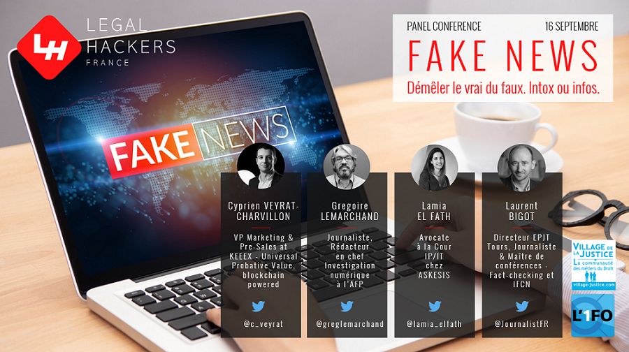 LegalParis's tweet photo. Voici la video 'FAKE NEWS: Démêler le vrai du faux. Intox ou infos' avec @lamia_elfath @JournalistFR @greglemarchand
@c_veyrat @EPJTours @AFP News Agency @AFPFactCheck
@KeeeX Et nos partenaires @Villagejustice et @l1formaticien
https://t.co/5ilSErzDnZ
#legalhackers #FakeNewsMedia https://t.co/FoaKtfza7W
