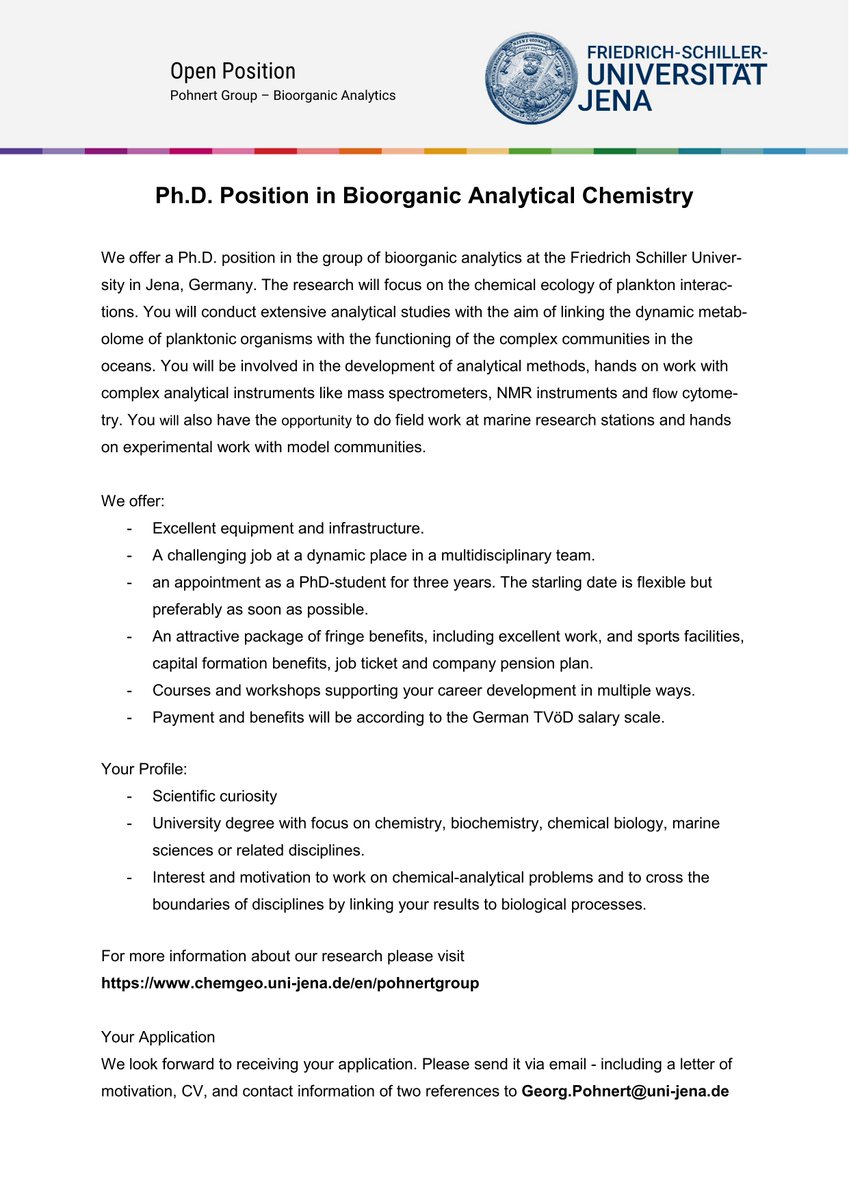 Calling for (upcoming) PhD students: We are inviting applications for a PhD project in #chemicalecology of #plankton interactions. Please get in touch if you are interested! Full job advertisement below 👇