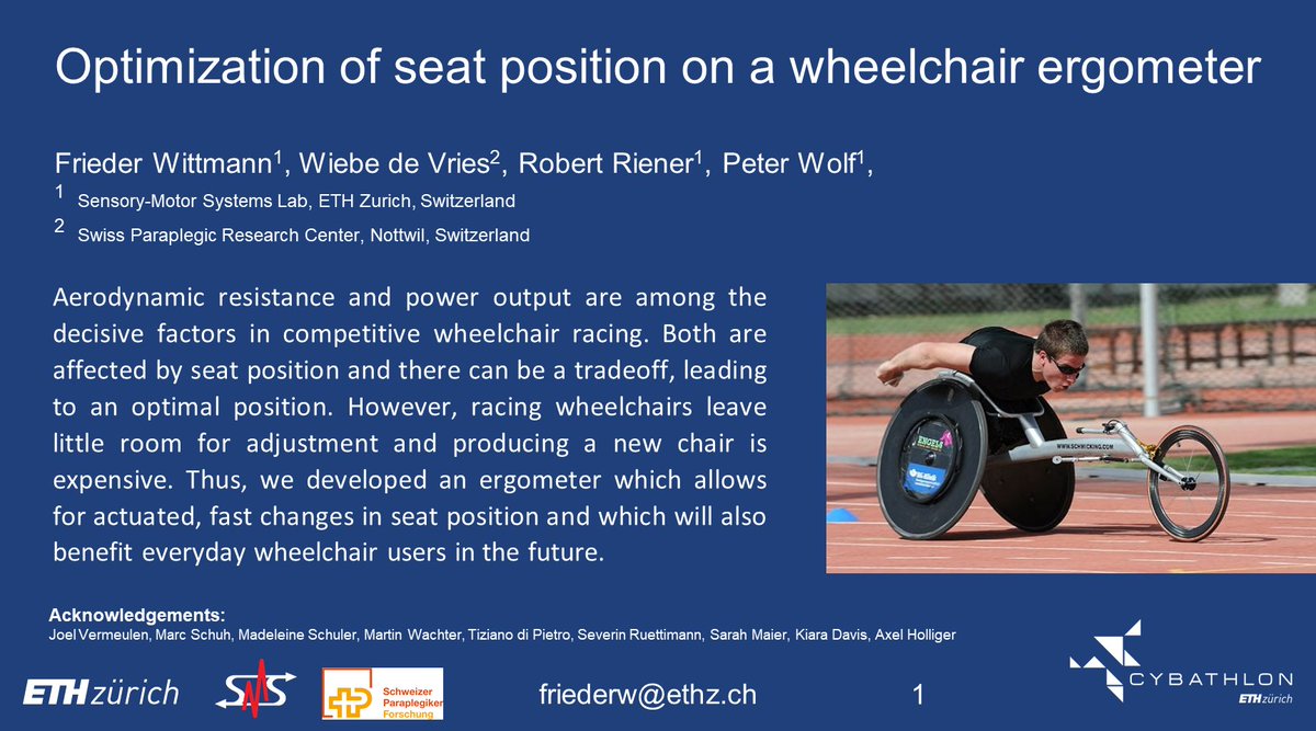 EthzFrieder's tweet photo. Towards optimization of seat position of wheelchairs in sports and everyday life
@cybathlon @paraplegiker @eth @wdv_work @wagi4wagi @rienerr  #CybathlonSymposium  #Querschnittlähmung https://t.co/BpfO1CN8cz